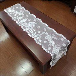 Chemin de Table en dentelle blanche bonhomme de neige pour arbre de noël couverture de Table