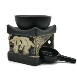 Lampe à Huile Essentielle en Forme d'Éléphant de Style Thaïlandais Brûleur d'Arôme en Céramique
