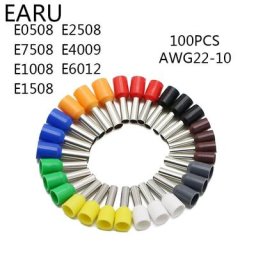 100 pcs/Pack E0508 E7508 E1008 E1508 E2508 embouts isolés bornier cordon fin fil connecteur