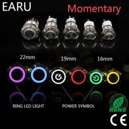 Joli à bouton-poussoir en métal tête haute lumière LED étanche PC momentané à Cristal
