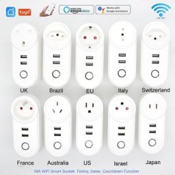 Prise intelligente Wifi 16a Tuya USB ue UK US israël BR AU FR alimentation sans fil télécommande