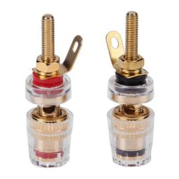 2pcs 4mm Banana Socket Gold Plated Binding Post Nut Banana Plug Jack Connector Clear Speaker Jack