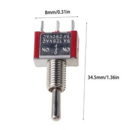 Mini interrupteur à bascule rouge SPDT MTS-103 3 broches ON-OFF 3 positions ac 250v 2A 120V 5A