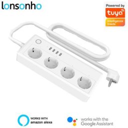 Lonsonho-Multiprise WiFi intelligente Tuya prise USB télécommande Smart Life compatible avec