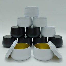 Pot de bougie aux huiles essentielles de soja noir et blanc pot d'aromathérapie fait à la main