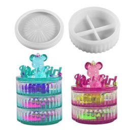 Boîte de rangement ronde rayée en Silicone moule de cristal goutte à goutte résine de plâtre
