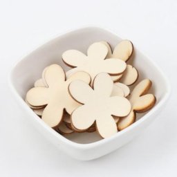 Lot de 50 pièces de fleurs en bois naturel 15/20/25/35mm pour scrapbooking collection d'art