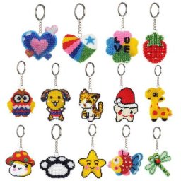 Porte-clés avec perles imprimées en point de croix Kit de bricolage pour femmes pendentif de sac