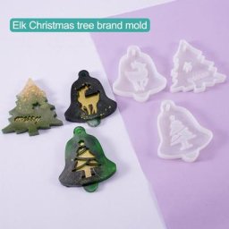 Moule en résine époxy de cristal moule en Silicone de moulage de pendentif d'élan d'arbre de noël