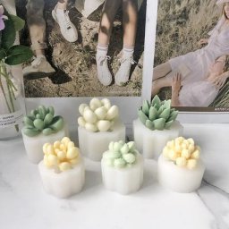 Moule à bougie en silicone pour plantes succulentes simulation 3D bricolage