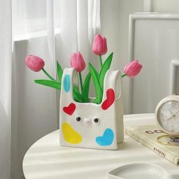 Petit sac peint à la main vases à fleurs récipient en céramique pour pinceaux de maquillage