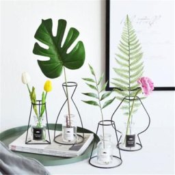 Support de fleurs minimaliste Vase de style nordique lignes noires décor séché en fer Vase de