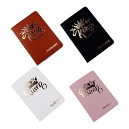 Couverture de passeport en cuir PU «King & Queen» porte-passeport de Couple amoureux protecteur de