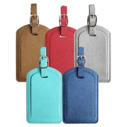 Étiquette de bagage en cuir PU pendentif de valise porte-adresse d'identification de nom