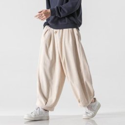 Pantalon droit à jambes larges pour homme surdimensionné en velours côtelé épais et chaud de