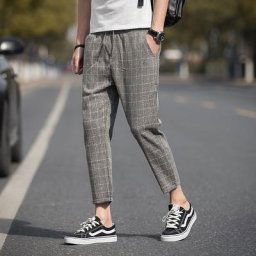 Pantalon à carreaux longueur cheville pour homme Streetwear décontracté jogging survêtement Slim