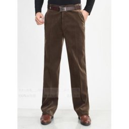 Pantalon en velours côtelé épais pour hommes décontracté ample marron coton grande taille 30