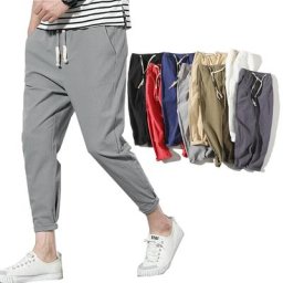 Pantalon de sarouel en coton léger pour hommes pantalons décontractés d'été taille élastique