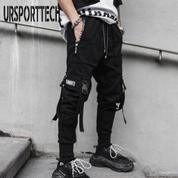 Pantalon cargo multi-poches pour homme jogging hip hop pantalon harem adt ruban streetwear