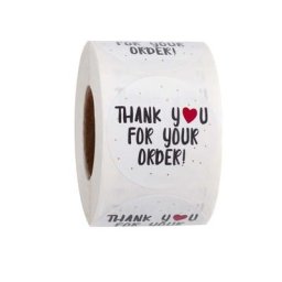 Rouleau de 500 étiquettes autocollantes merci pour votre commande autocollant en forme de cœur