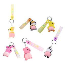 Porte-clés en silicone souple avec des motifs de dessin animé créatif pour sac à dos pendentif
