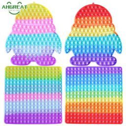 Puzzle à bulles AngPop pour enfants Fidget carré arc-en-ciel Big rys média parmi les jouets