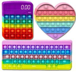 Pop Fidget Toys Anti-Stress Push Bubble Squishy Calculatrice en Silicone Clavier Fossette Simple