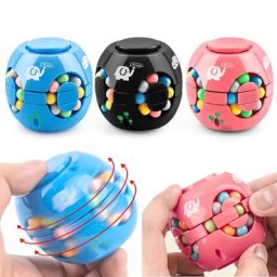 Cube de haricots magiques rotatif de 6.5cm jouets Anti-Stress pour enfants et adultes avec sangle