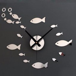 Horloge murale créative en forme de petit poisson autocollant Mural en plexiglas acrylique