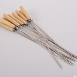 Bâton de barbecue en acier inoxydable avec manche en bois Shish Kebab cuisson griller