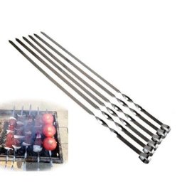 Brochettes de Barbecue réutilisables en acier inoxydable lot de 6 45/50/55cm bâton large et plat