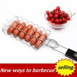 Mir de grillades à saucisses en acier inoxydable filet de grillade portable réutilisable et