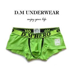 D. M-Boxer taille basse pour homme sous-vêtement sexy dessin animé visage souriant personnalité