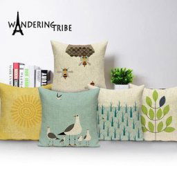 Juste de coussin en lin de style marin taie d'oreiller de cheval de dessin animé personnalisé