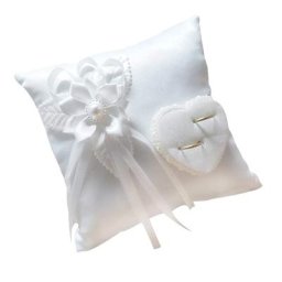 Oreiller de Bague de Mariage Romantique avec Ruban Porteur de Coussin de Poche pour Patients