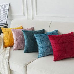 Housse de coussin en velours de couleur unie taie d'oreiller décoration pour la maison canapé