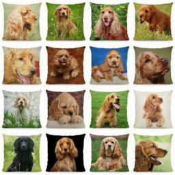 XUNYU-Juste de coussin à motif de chien Cocker Spaniel taie d'oreiller mignonne décoration de la