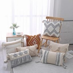 Housse de coussin pour canapé 45x45/30x50cm Style marocain Boho tufté Style nordique pour la
