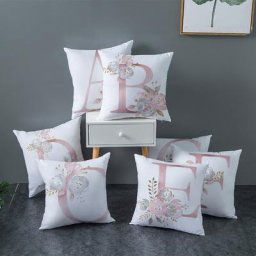 Housse de coussin nordique de noël avec alphabet rose taie d'oreiller pour lit de voiture canapé