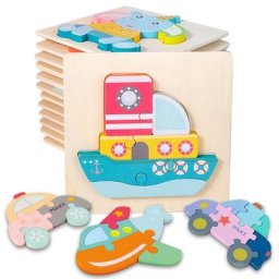 Jouet éducatif Montessori en bois pour bébés Puzzle 3D dessin animé Intelligence animale