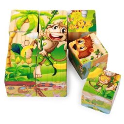 Puzzle cube 3D à six faces en bois pour enfant jouet de rangement amusant 9 pièces