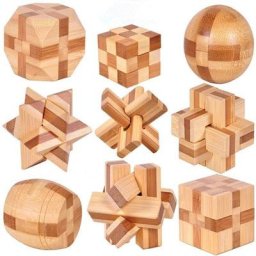 Kong Ming Luban Lock Casse-tête en bambou pour enfants petits puzzles jouets pour adolescents et