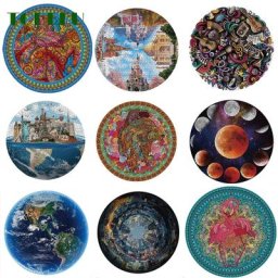 TOBEFU-Puzzle Coloré Arc-en-ciel Terre Lune Rond Géométrique Photo Adulte Enfant Bricolage