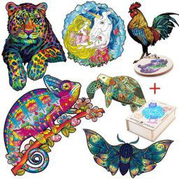 Puzzles d'animaux en bois de forme irrégulière pour adultes et enfants jouet Montessori superbe