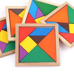 Tangram en bois de haute qualité puzzle coloré carré jeu de QI casse-tête intelligent jouets
