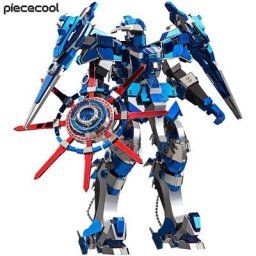 Piececool – Puzzle 3D en métal Kits de modèles jouets DIY bleu Mech cadeaux d'anniversaire de