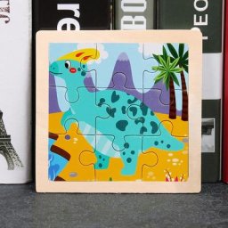 Puzzle 3D en Bois pour Bébé Jouets Montessori pour Enfant Animaux de Dessin Animé Véhicule