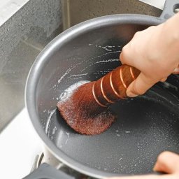 Brosse à Pot marron noix de coco naturelle peut suspendre une brosse de Type antiadhésive à Long