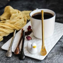 Cuillère à paille en métal réutilisable en acier inoxydable paille filtrée cuillère à café