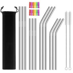 Sulfpailles en métal réutilisables avec étui acier inoxydable 304 pailles à boire gobelets de 30